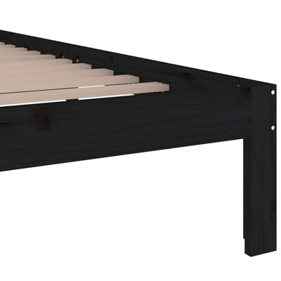vidaXL Estrutura de cama casal 135x190 cm madeira maciça preto