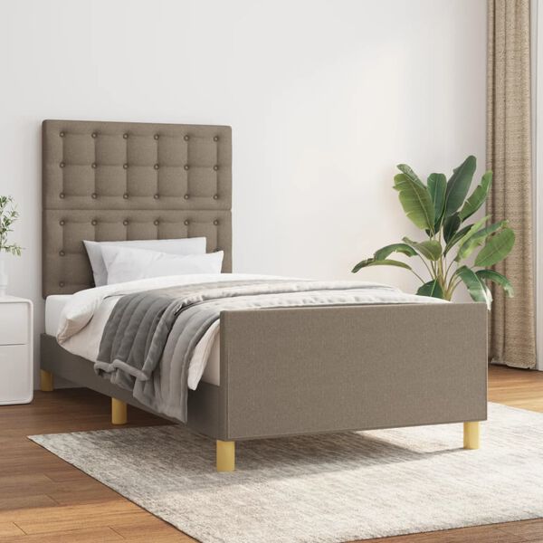 vidaXL Estrutura cama sem colch&atilde;o 90x200 cm tecido cinza-acastanhado