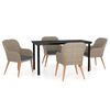 vidaXL 5 pcs conjunto de jantar p/ jardim c/ almofad&otilde;es castanho