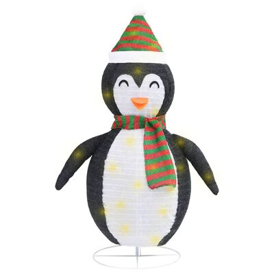 vidaXL Pinguim de Natal decorativo com luzes LED tecido de luxo 90 cm