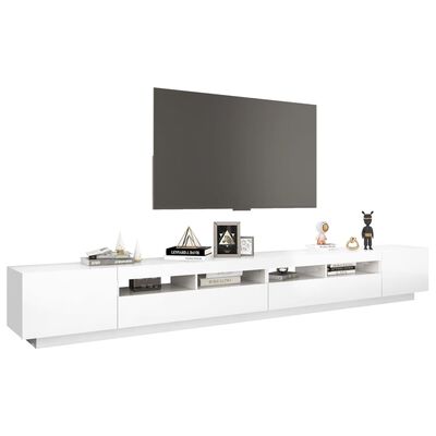 vidaXL Móvel de TV com luzes LED 300x35x40 cm branco brilhante