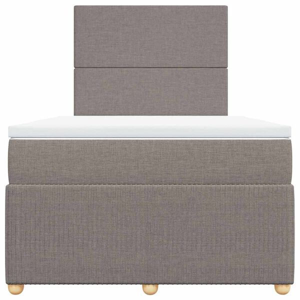 vidaXL Cama boxspring c/ colch&atilde;o 120x190cm tecido castanho-acinzentado