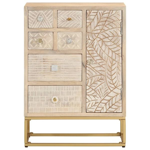 vidaXL Aparador 55x30x76 cm madeira de mangueira maciça e ferro