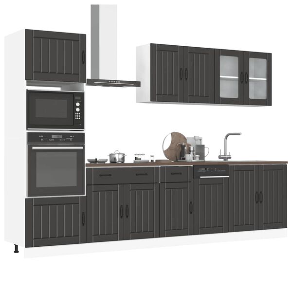 vidaXL 7 peças armário de cozinha conjunto Kalmar preto