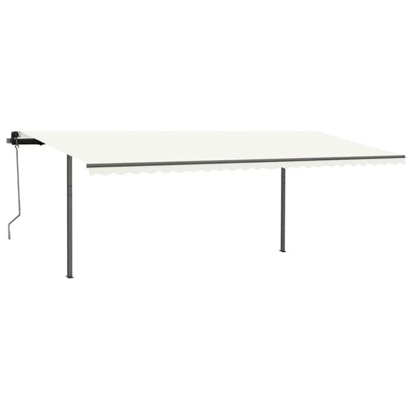vidaXL Toldo retr&aacute;til manual com postes 3,5x2,5 m cor creme