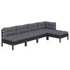 vidaXL 5 pcs conjunto lounge de jardim c/ almofadões pinho preto