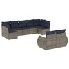 vidaXL Conjunto de sof&aacute; de jardim de 9 pe&ccedil;as com almofadas em rattan sint&eacute;tico cinza