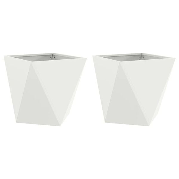 vidaXL Floreira 2 pcs Branco 50 x 50 x 50 cm A&ccedil;o