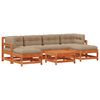vidaXL Conjunto de Lounge de Jardim 7 unid. Castanho Encerado