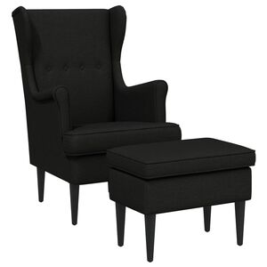 vidaXL Poltrona com Puff 2 unid. Preto Tecido