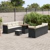 vidaXL Conjunto de Sof&aacute; de Jardim 11 pcs Preto e Creme vime PE