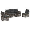 vidaXL Conjunto de Sof&aacute; de Jardim 5 pcs Cinza e Cinza Escuro vime PE