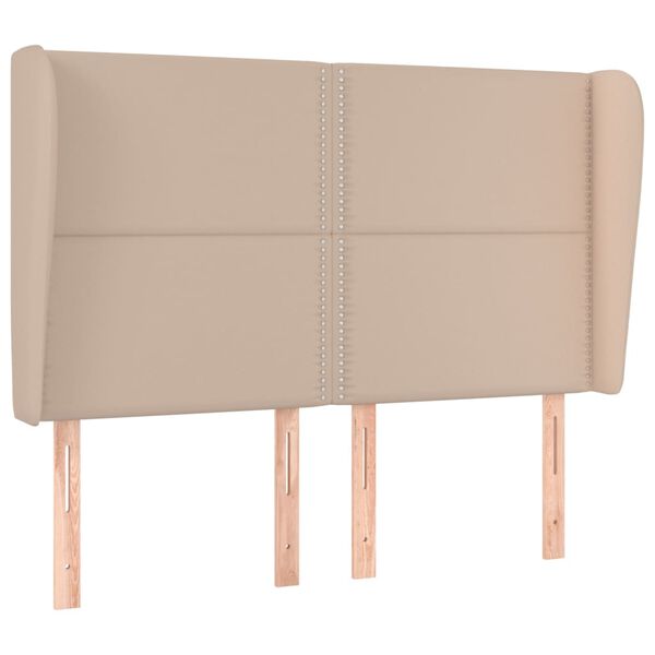 vidaXL Cabeceira cama c/ abas couro artif. 147x23x118/128cm cappuccino