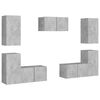 vidaXL 7 pcs conjunto de m&oacute;veis de TV contraplacado cinzento cimento