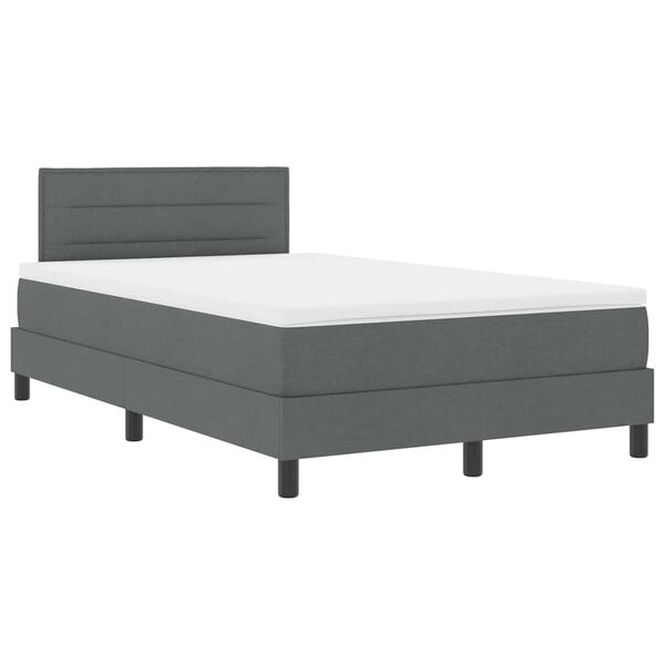 vidaXL Cama Box com colch&atilde;o Cinzento escuro 120 x 200 cm tecido
