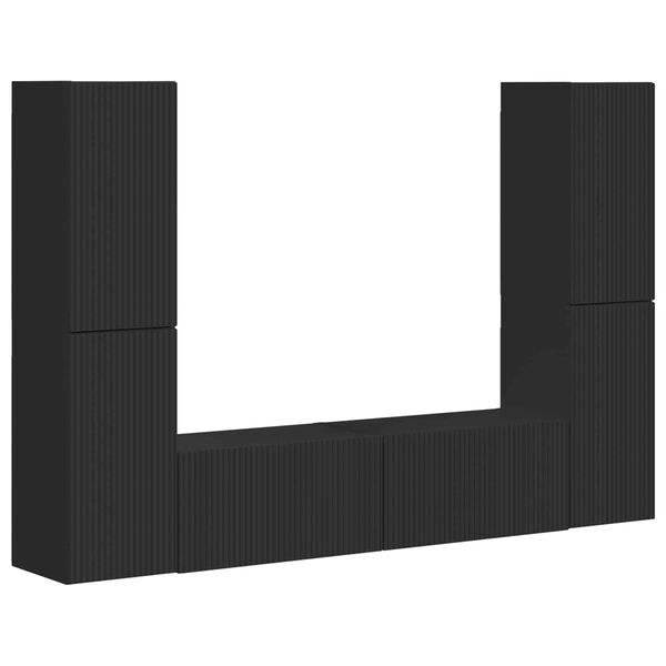 vidaXL Conjunto de m&oacute;vel de TV 6 pcs Preto Madeira processada