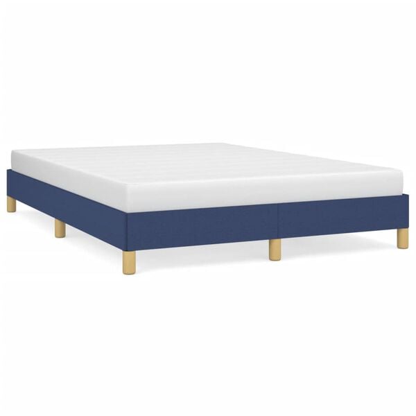 vidaXL Estrutura de cama sem colch&atilde;o 140x200 cm tecido azul