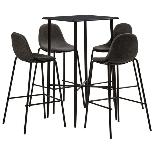 vidaXL 5 pcs conjunto de bar tecido cinzento-escuro