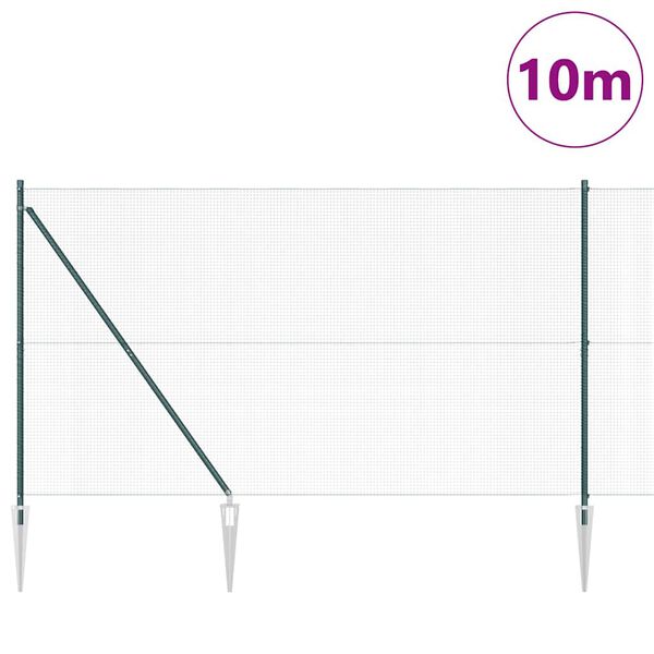 vidaXL Poste de Cerca Verde 10 x 1,6 m (malha 16 x 16 mm) A&ccedil;o e PVC