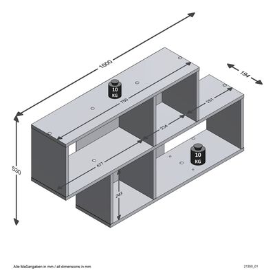 FMD Prateleira de parede c/ 4 compartimentos matera carvalho artesanal