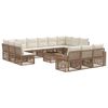 vidaXL Conjunto de Sof&aacute; de Jardim 14 unid. Bege e Branco Creme vime PE
