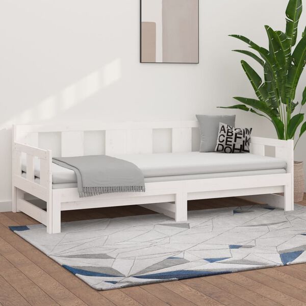 vidaXL Estrutura sof&aacute;-cama de puxar 2x(80x200) cm pinho maci&ccedil;o branco