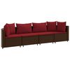 vidaXL 4 pcs conjunto sof&aacute;s de jardim c/ almofad&otilde;es vime PE castanho