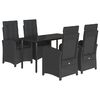 vidaXL 5 pcs conjunto de jantar p/ jardim c/ almofad&otilde;es vime PE preto