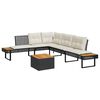 vidaXL 2 pcs conj. sof&aacute;s de jardim c/ almofad&otilde;es vime PE/ac&aacute;cia preto