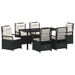 vidaXL Conjunto de Jantar para Jardim 7 pcs Preto vime PE