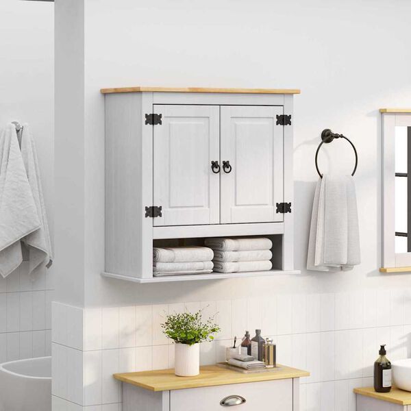 vidaXL Arm&aacute;rio suspenso com porta Corona Branco 70 x 33 x 71,5 cm