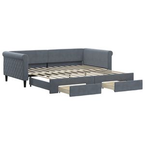 vidaXL Sof&aacute;-cama c/ gavet&atilde;o e gavetas 100x200cm veludo cinzento-escuro