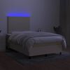 vidaXL Cama box spring c/ colch&atilde;o e LED 120x190 cm tecido cor creme