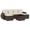 vidaXL 7 pcs conjunto de sof&aacute;s jardim c/ almofad&otilde;es vime PE castanho