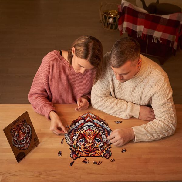 UNIDRAGON Puzzle de madeira 273 pcs Lovely Tiger King Size 30x38 cm