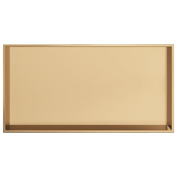 vidaXL Nicho parede p/ duche 62x32x9cm aço inoxidável dourado escovada