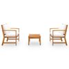 vidaXL 3 pcs conjunto de lounge de jardim com almofadões acácia maciça
