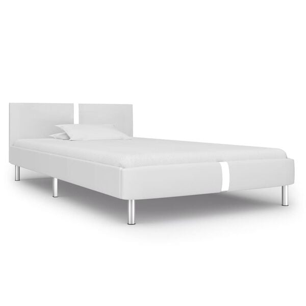 vidaXL Estrutura de cama 90x200 cm couro artificial branco