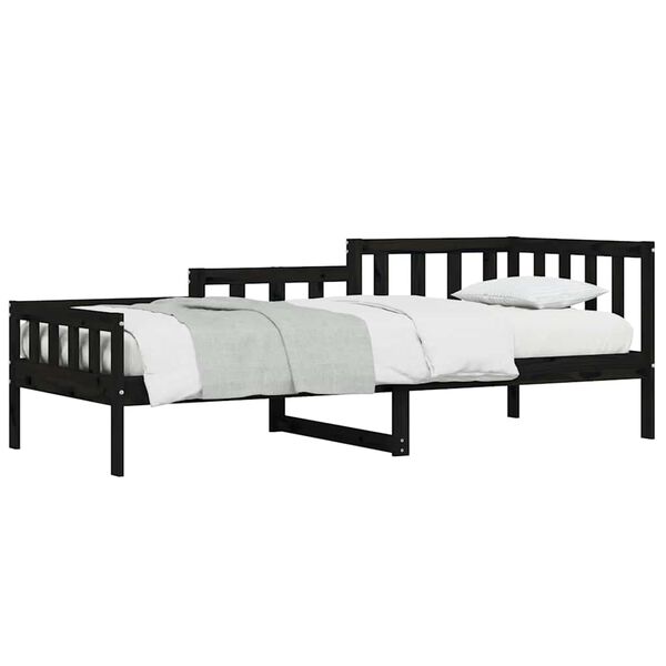 vidaXL Sof&aacute;-cama 80x200 cm madeira de pinho maci&ccedil;a preto