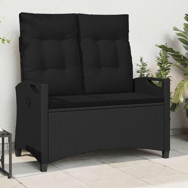 vidaXL Banco de jardim Preto 105 x 60 x 112 cm A&ccedil;o e Poli&eacute;ster