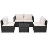 vidaXL 5 pcs conjunto lounge de jardim c/ almofad&otilde;es vime PE preto