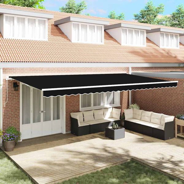 vidaXL Toldo Retr&aacute;til Manual Preto 600 &times; 300 cm Poli&eacute;ster e Alum&iacute;nio