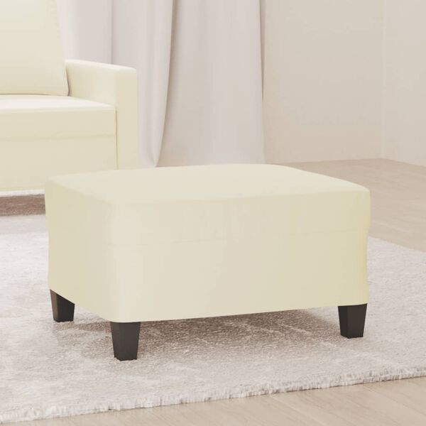 vidaXL Apoio de pés 70x55x41 cm couro artificial cor creme