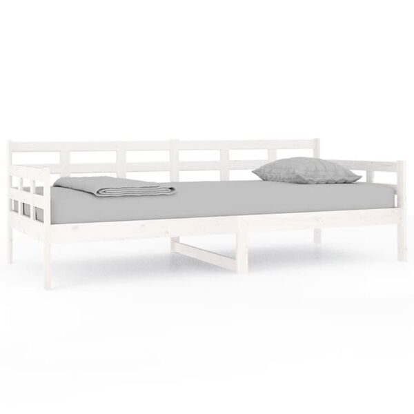 vidaXL Sofá-cama 90x200 cm madeira de pinho maciça branco