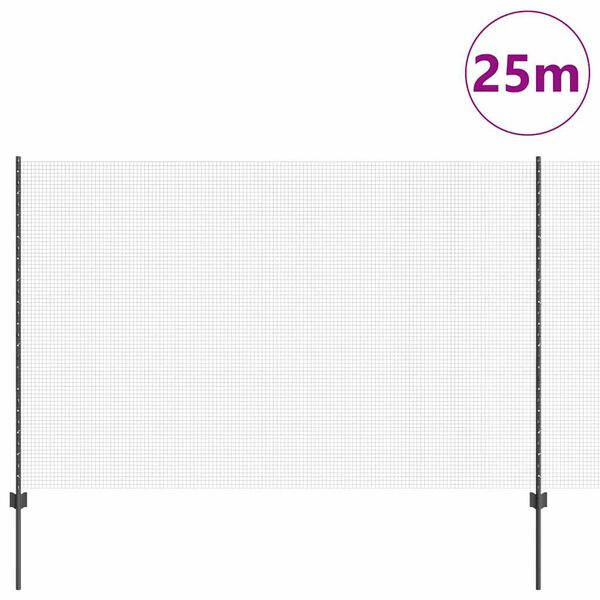 vidaXL Cerca com Poste Cinzeto 1,6 x 25 m A&ccedil;o e PVC