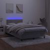 vidaXL Cama box spring colch&atilde;o LED 120x190 cm couro artif. cinza-claro
