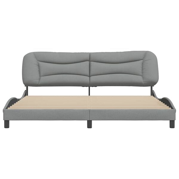 vidaXL Estrutura de cama sem colch&atilde;o Hvar 200x200 cm tecido cinzento-claro