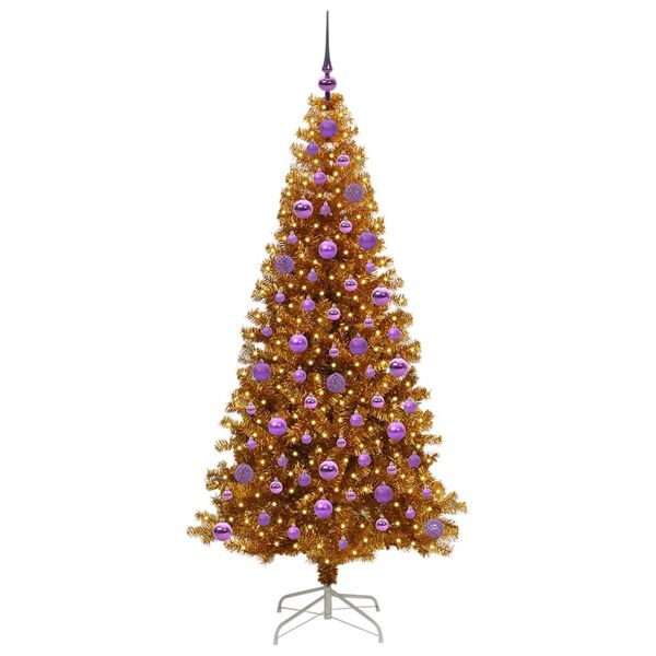 vidaXL &Aacute;rvore de Natal com 300 LEDs com suporte Ouro 180 cm PET