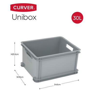 Curver Caixa de arrumação Unibox 3x30 L prateado