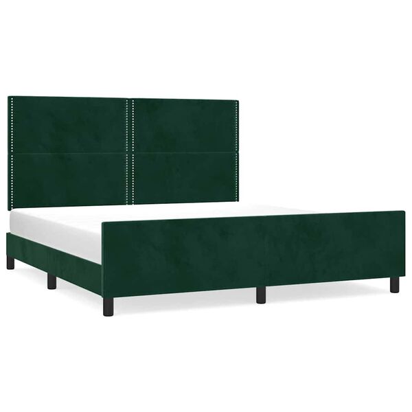 vidaXL Estrutura de cama sem colch&atilde;o 200x200 cm veludo verde-escuro
